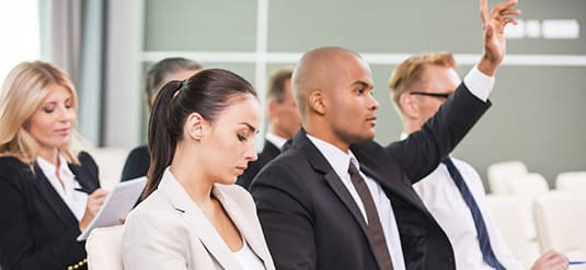 Purchasing professional taking an online training course